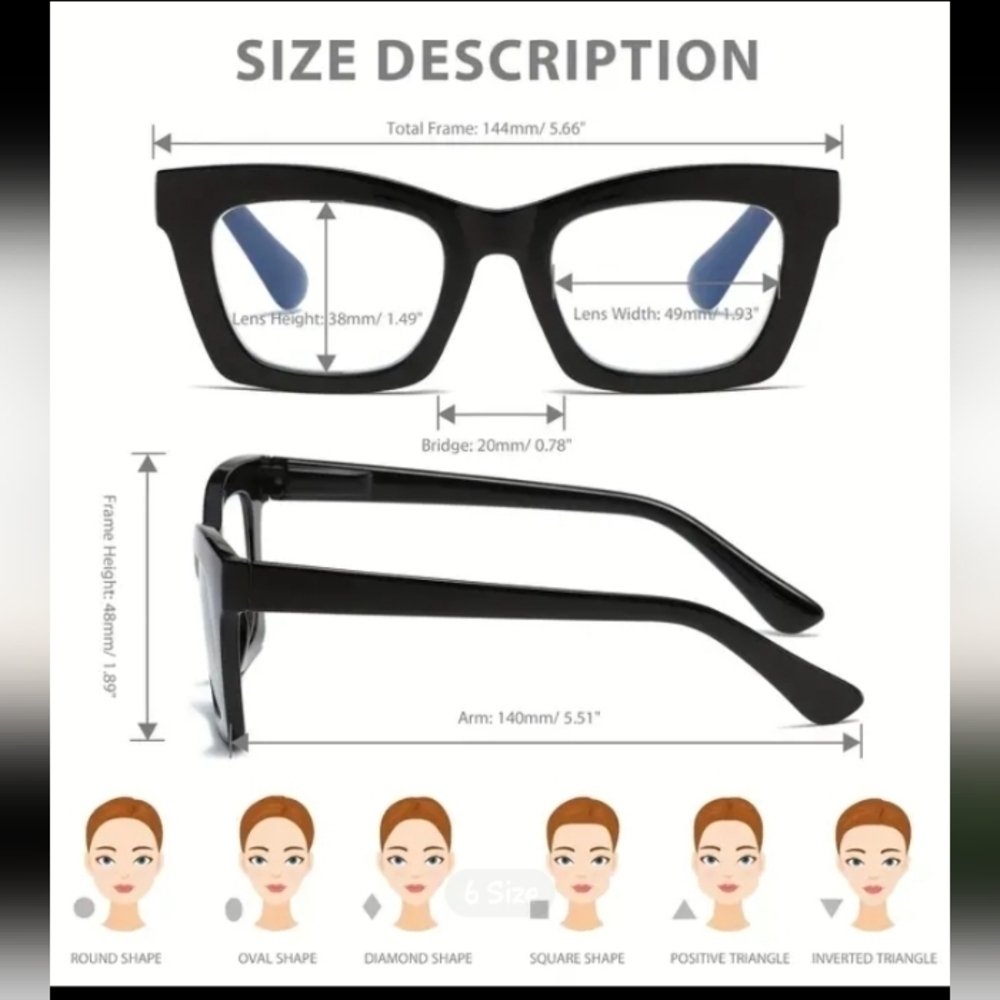 +4.00 Square reading glasses Oprah style Clear frame Blue light blocking readers - Picture 7 of 7